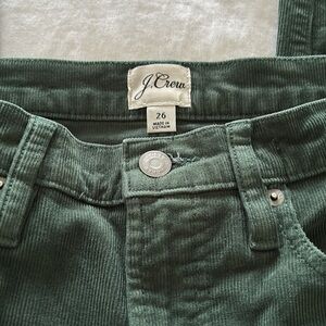 J. Crew vintage, slim, straight leg cords, hunter green, soft cotton